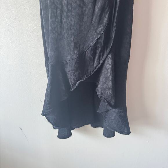 Abercrombie and Fitch Dress Womens Large Black Leopard Print Satin Wrap Midi - Picture 10 of 12